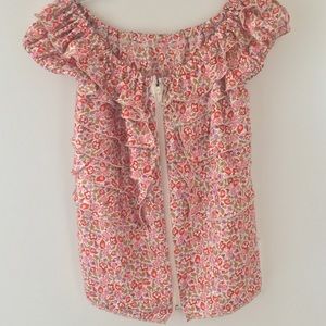 🌸VINTAGE🌸 Ruffle floral zip up top
